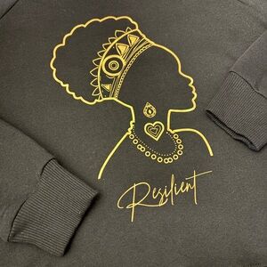 Afrocentric Black and Gold Graphic Women's Sweater